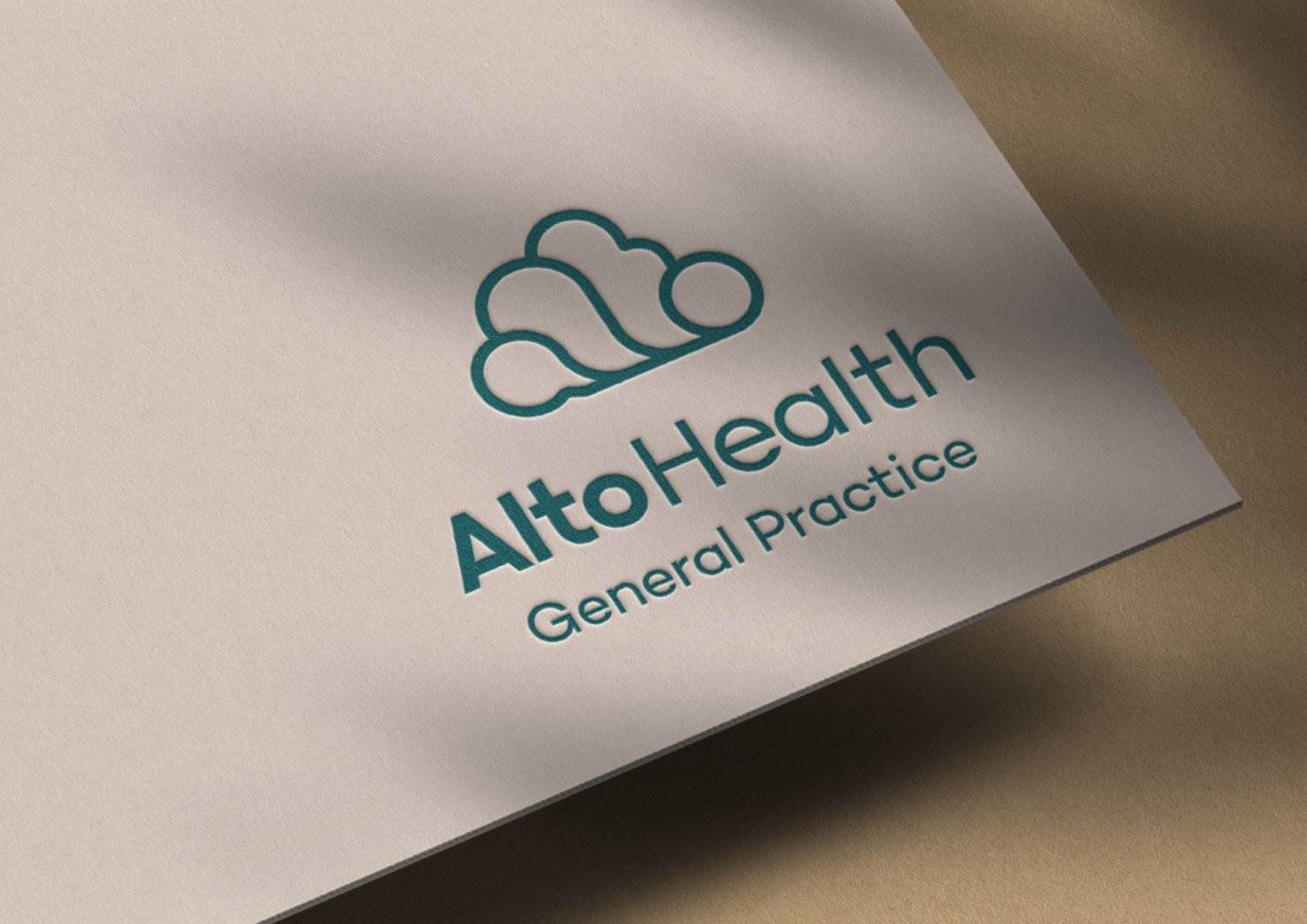 Alto Health Logo Design, embossed on hard card. Freelance branding project completed by myself for the Sydney GP. 
