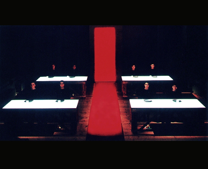Aula , performance realised by Crisafulli's students at the Academy of Fine Arts in Urbino, Italy, 1995 (ph. Giuseppe Angeli)