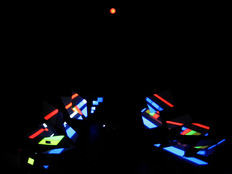 City inside , light performance realised by Crisafulli's students at the Academy of Fine Arts in Florence, Teatro Studio, Scandicci, Italy, 2008 (ph. Jovana Banic)