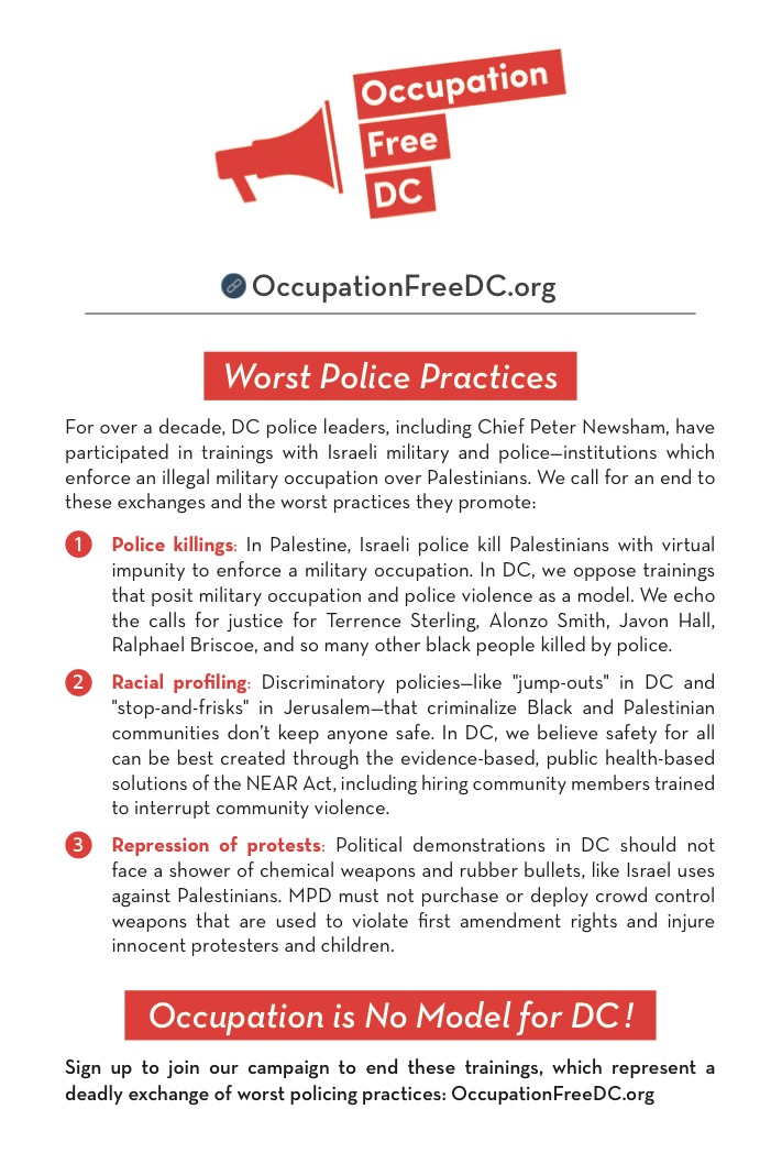 Informational Quarter Sheet - Occupation Free DC Campaign