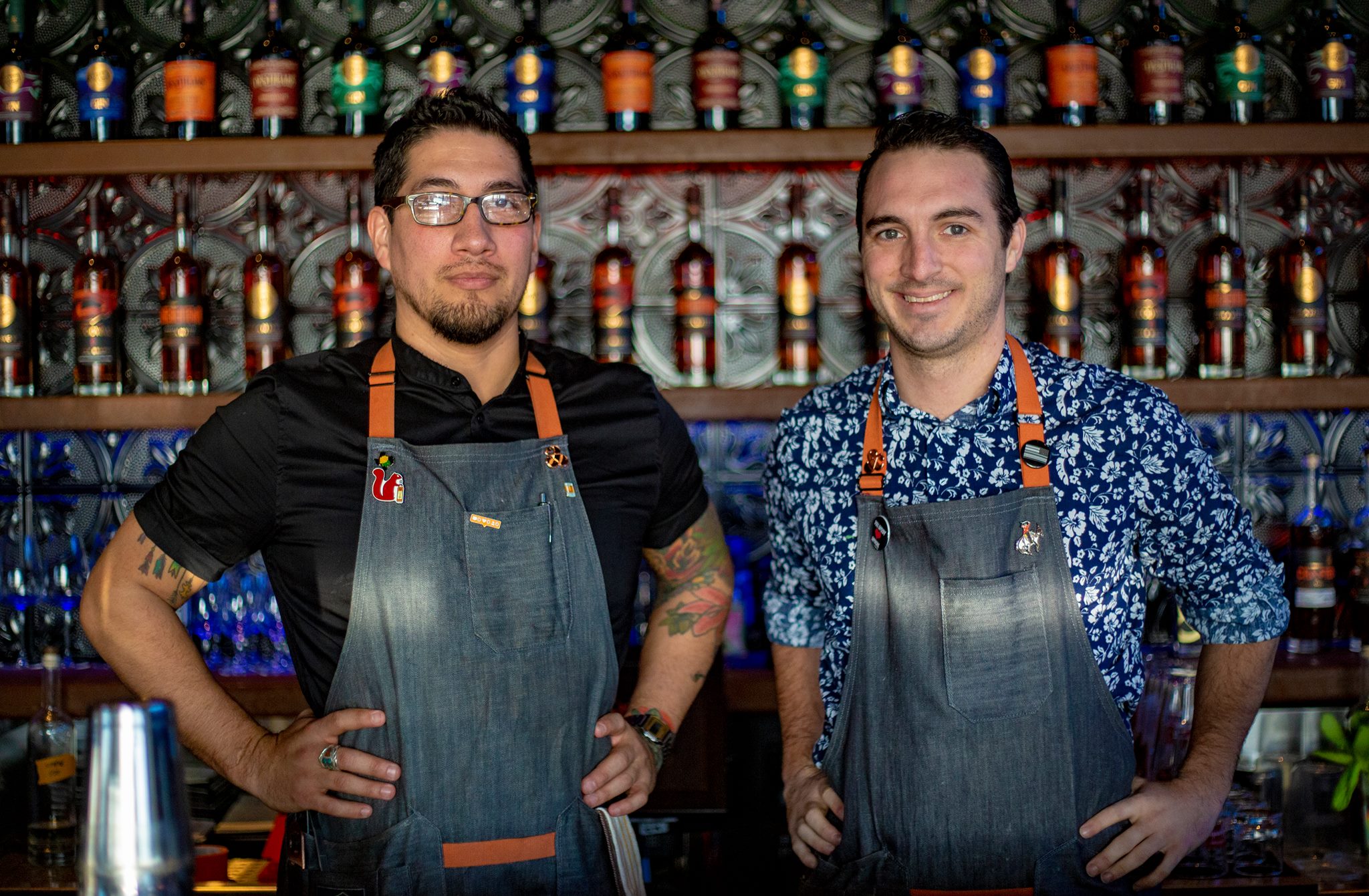 L: Cocktail mixologist Eron Plevan; R: Mocktail mixologist Jesse Hawkins