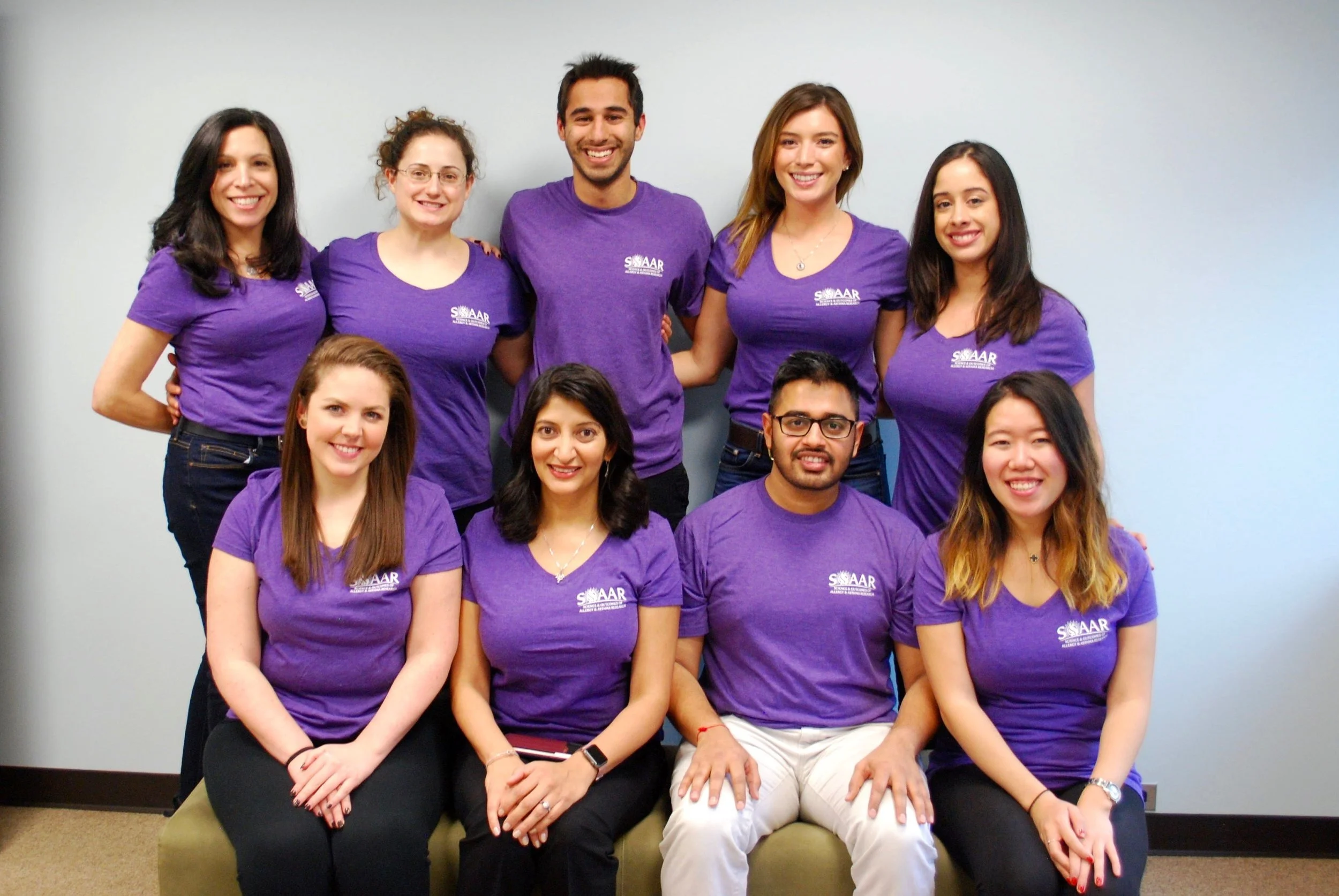 Dr. Gupta (second from the left on the bottom row) and her SOAAR research team (Science and Outcomes of Allergy and Asthma Research) at Northwestern University.
