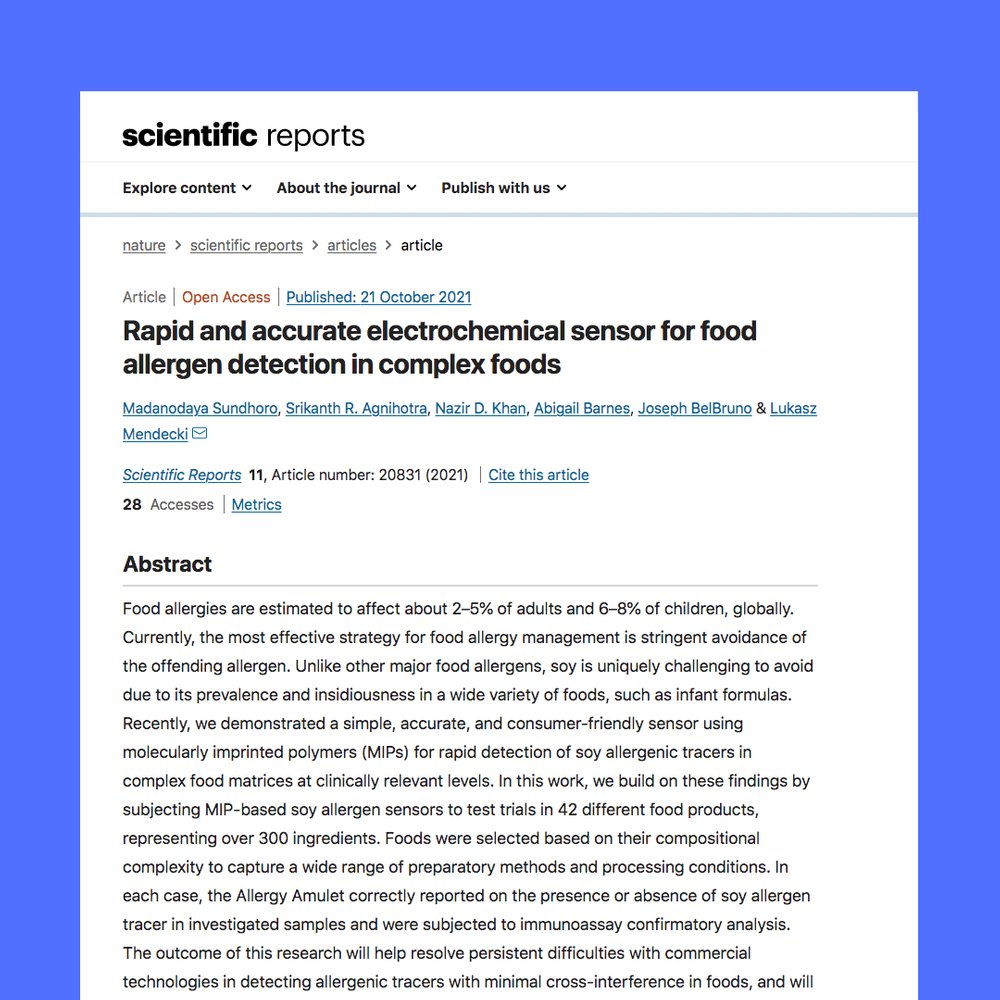 Rapid and accurate electrochemical sensor for food allergen detection in  complex foods