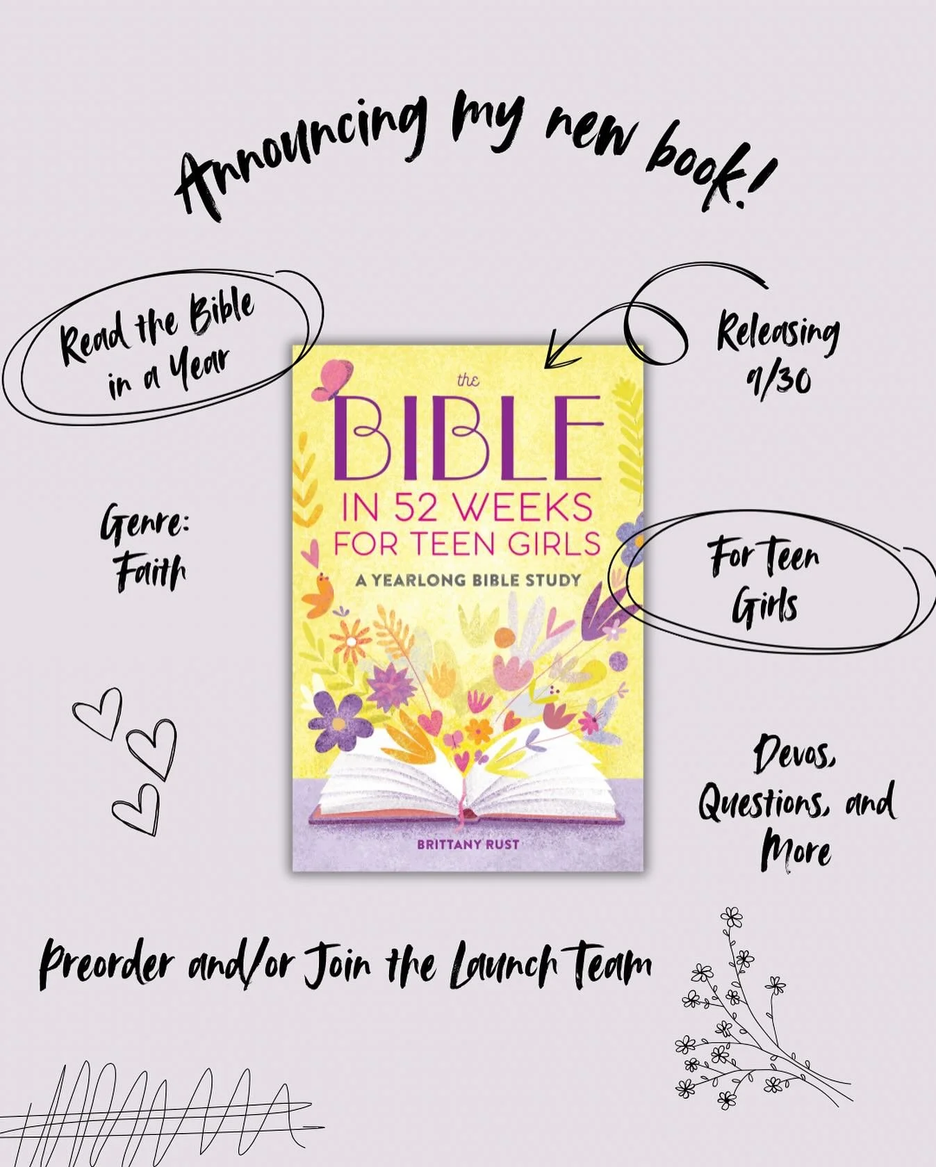 ✨ Big news, friend! ✨
My newest book&mdash;The Bible in 52 Weeks for Teen Girls&mdash;is releasing soon, and I couldn&rsquo;t be more excited. This devotional is designed to help teen girls fall more in love with Jesus while walking through the entir