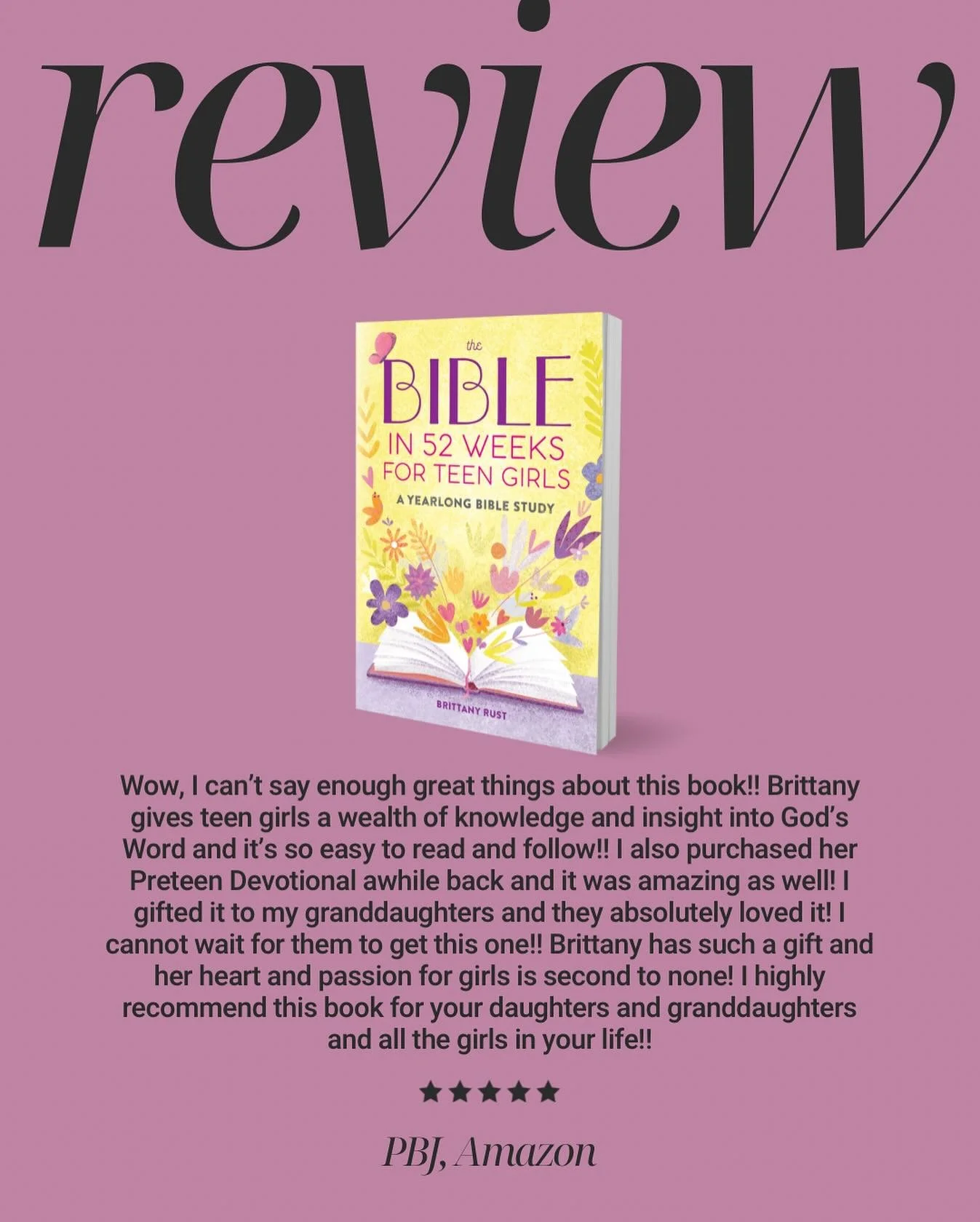 Yesterday, The Bible in 52 Weeks for Teen Girls officially released everywhere books are sold, and I am already seeing reviews roll in! 

If you&rsquo;ve grabbed your copy, I&rsquo;d love for you to take a moment and leave a review. Reviews are huge 