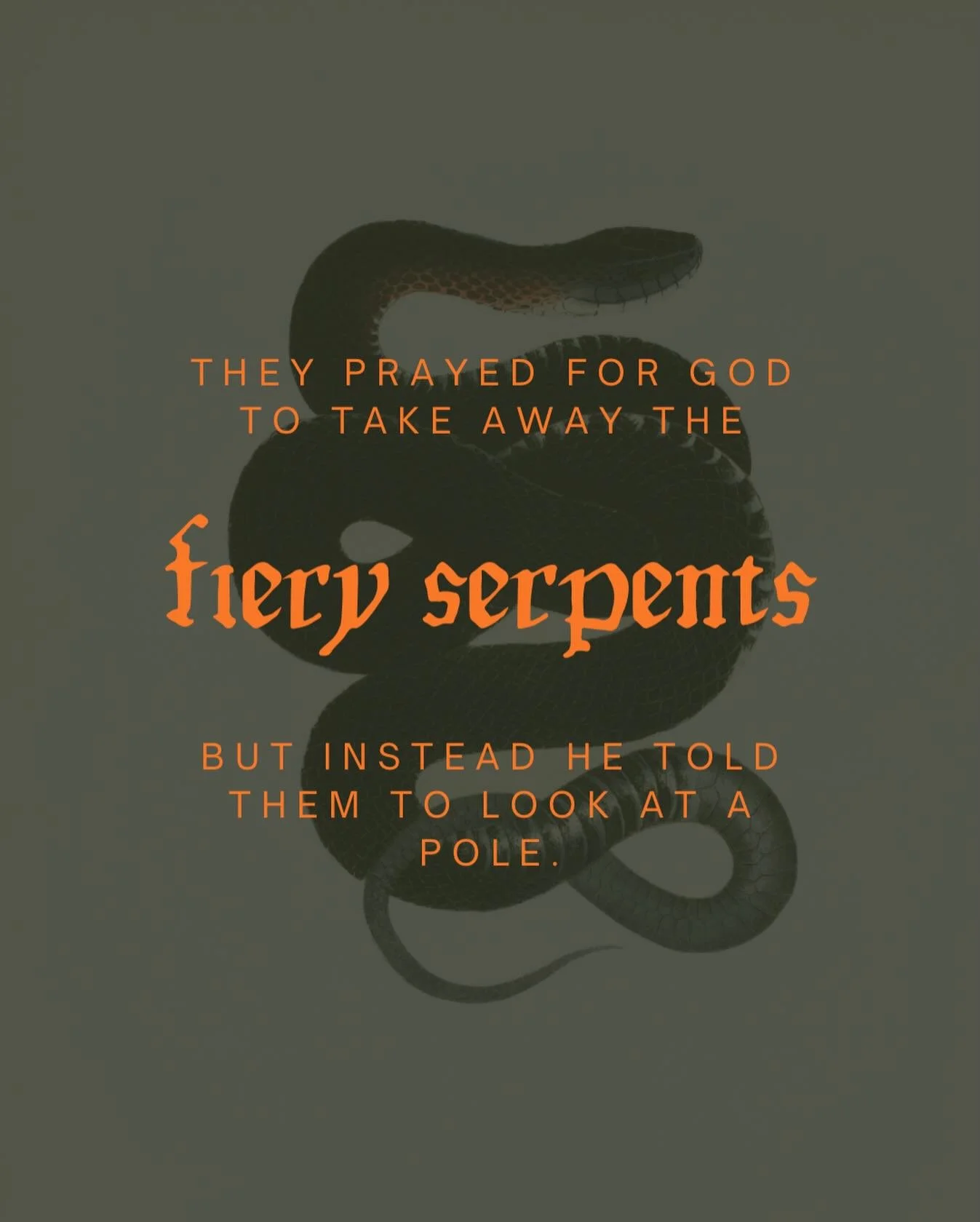 In Numbers 21, the people of Israel are worn down in the wilderness and they begin to speak against God and against Moses: Why did you bring us out here? There&rsquo;s no food, no water&hellip; and we hate this food.

Their complaining is really rebe