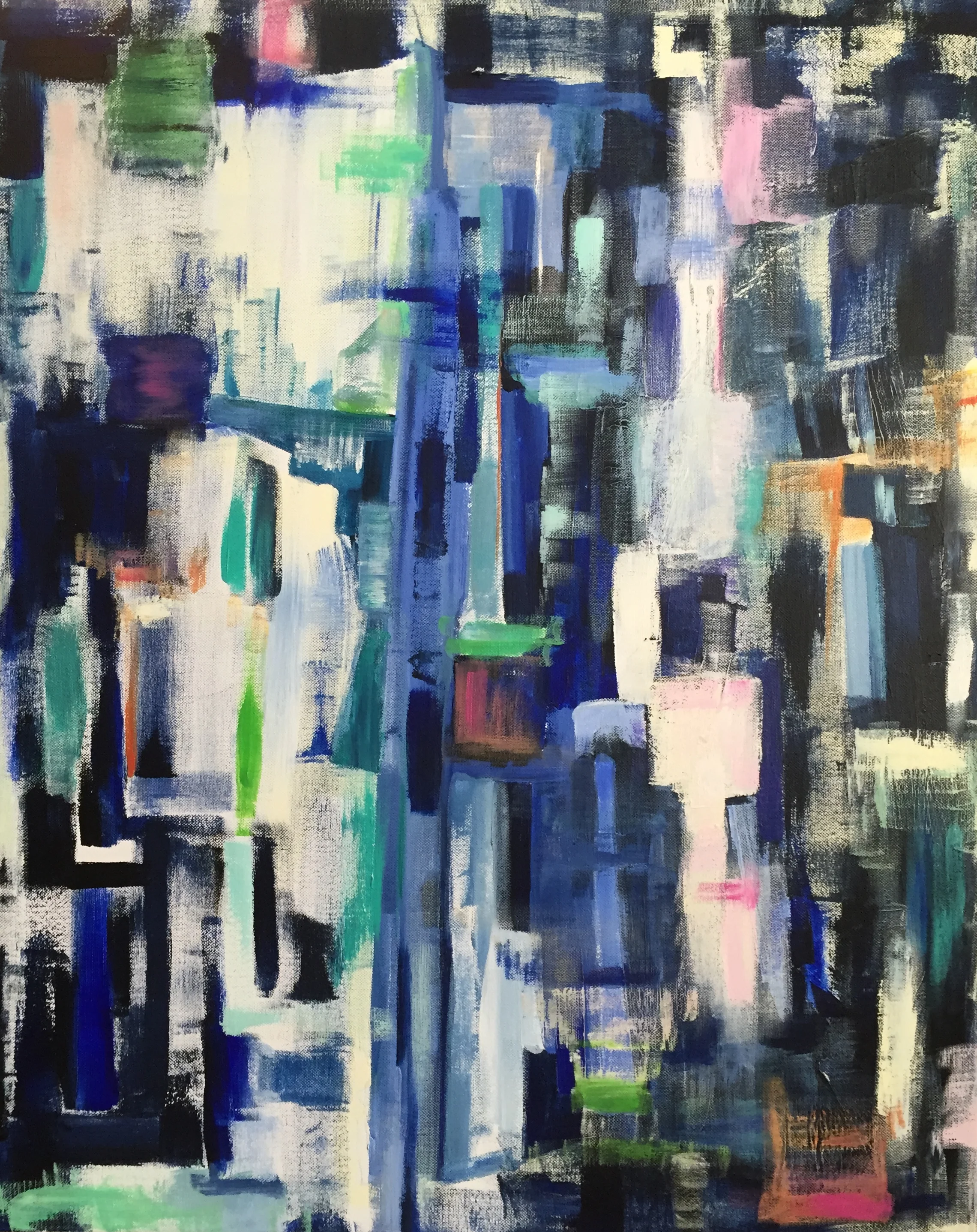 city blues from above - 24x30, acrylic on canvas