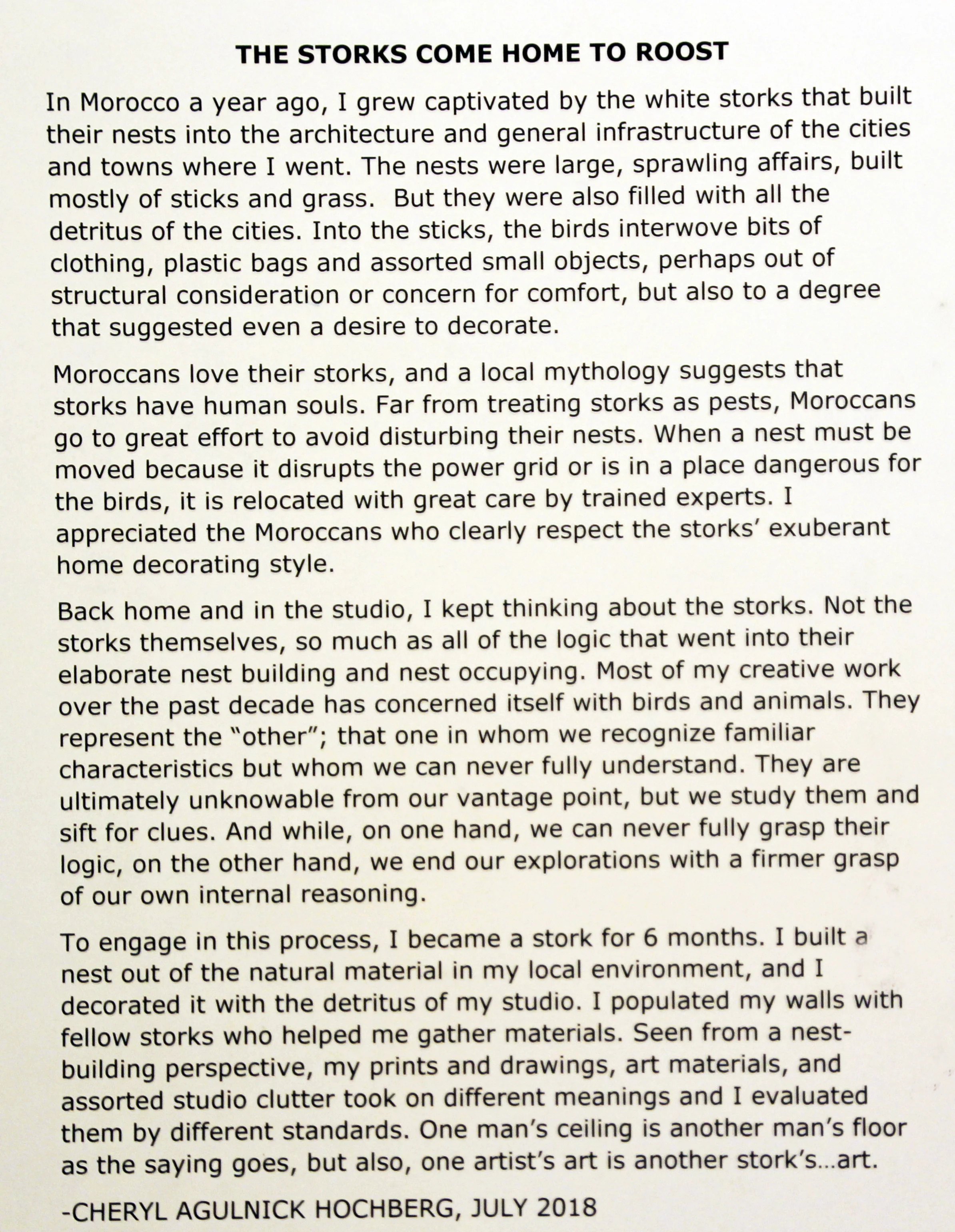 The Storks Come Home to Roost