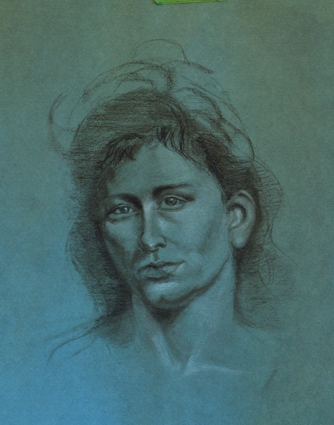 Portrait, Charcoal and White Chalk, Candace Cade