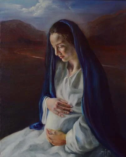 Madonna in Moonlight, 20" x 16", Oil on Linen Panel