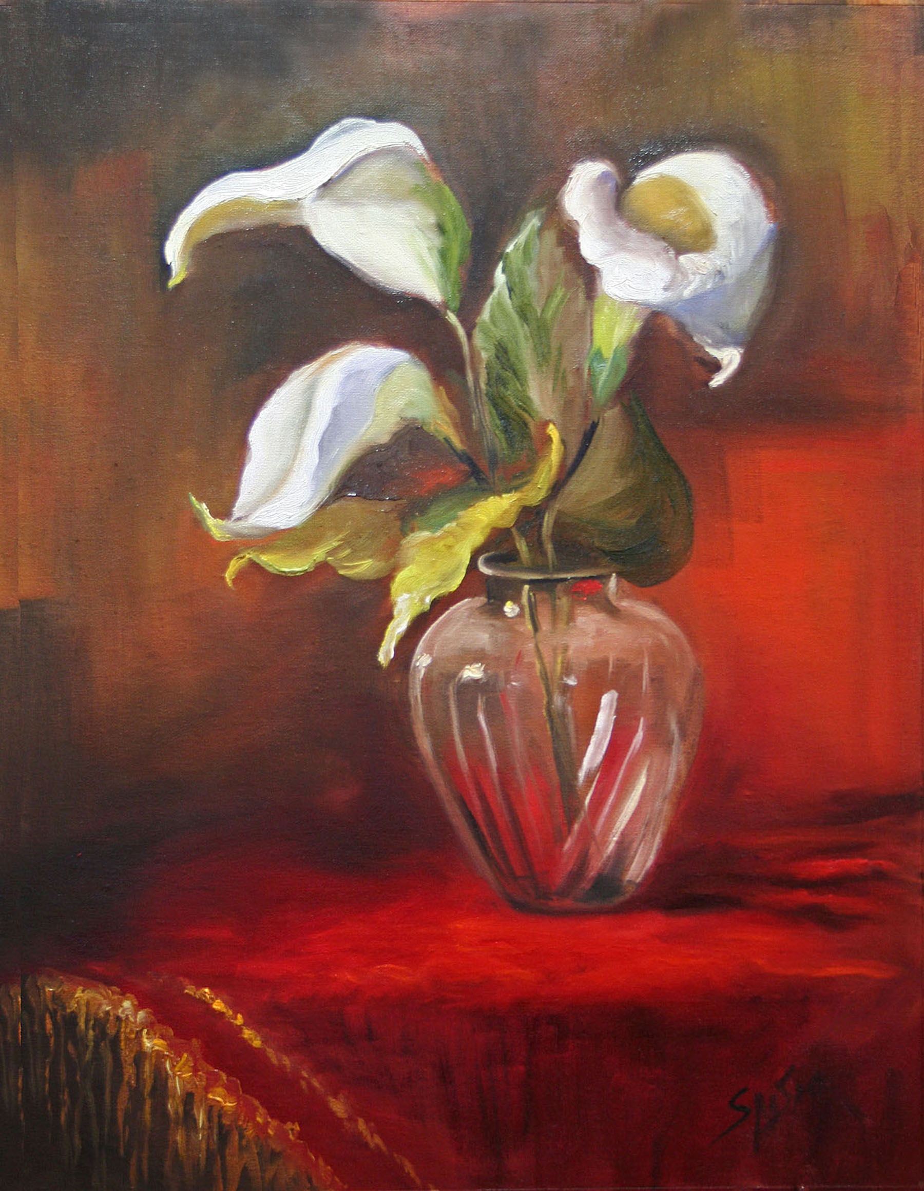 Lilly's in Cut Glass, 12" x 9", Oil on Panel