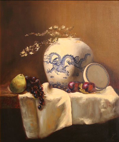 The Dragon Jar, 35" x 30", Oil on Panel