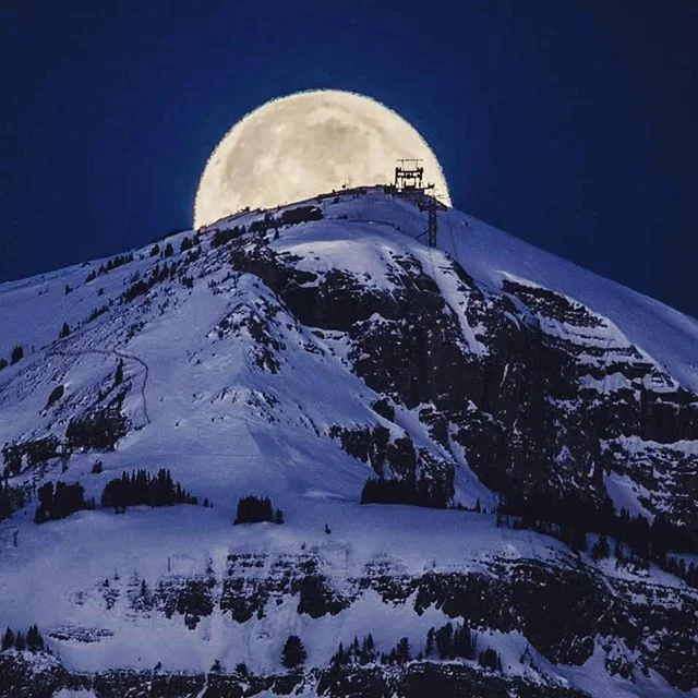Wolf Super Moon over Teton Village and @jacksonhole January 2nd, 2018 - Not superimposed. It's a real single image. #love #jacksonhole #ski #tram #kivie #realpic  #photooftheday  #amazing #smile #follow4follow #like4like #look #instalike #igers #pico
