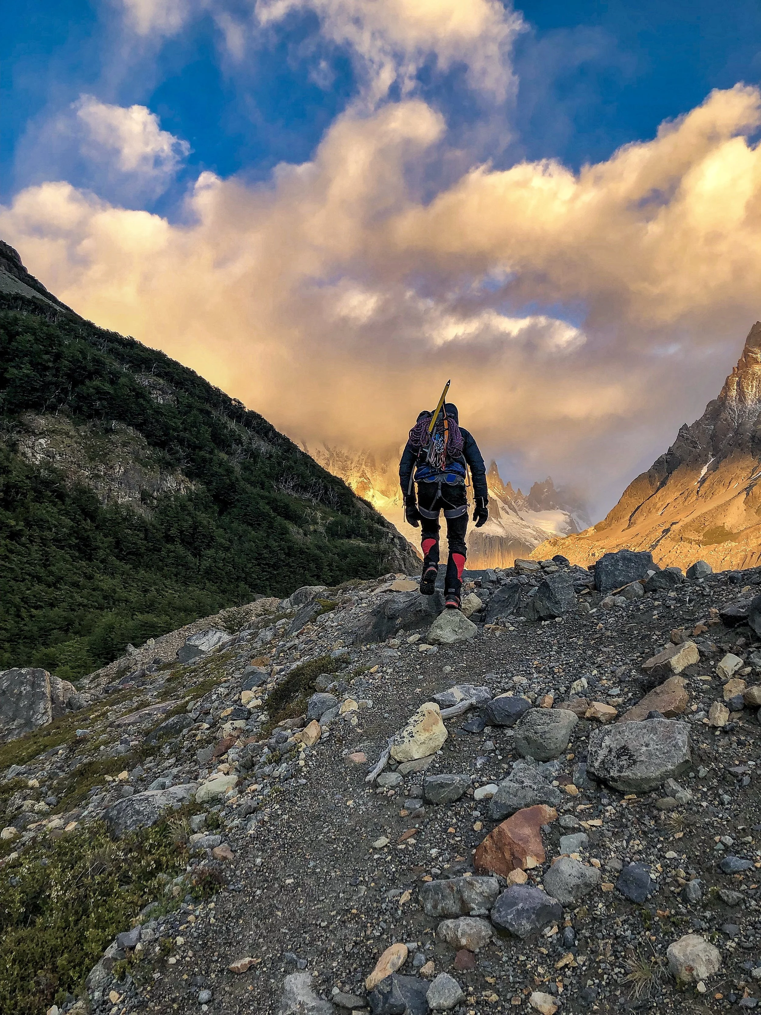 Craig making his way up Cerro Solo at dawn