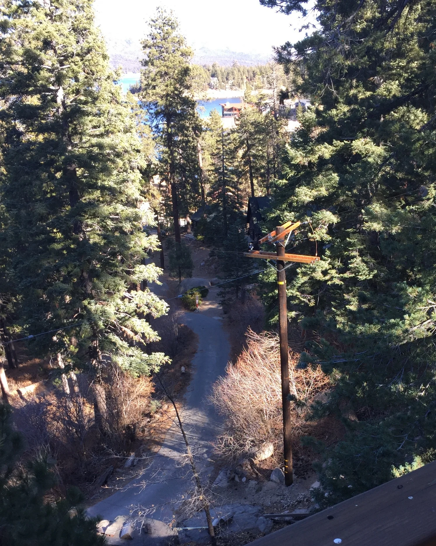 New power poles on Keystone Road (photo by Ed Leonhardt from deck of Cabin 39)