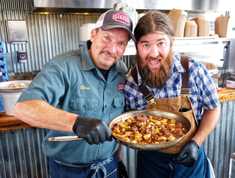The event attracted big-name pitmasters from around the country including Chris Lilly (left) from Big Bob Gibson Bar-B-Q and Tank Jackson from Holy City Hogs.