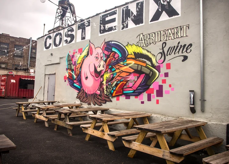 Arrogant Swine’s outdoor seating is great for large groups.