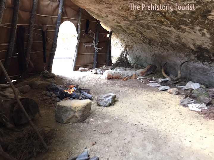 A recreation of a paleolithic rock shelter dwelling at the Abri Cro-Magnon. It is quite cozy.