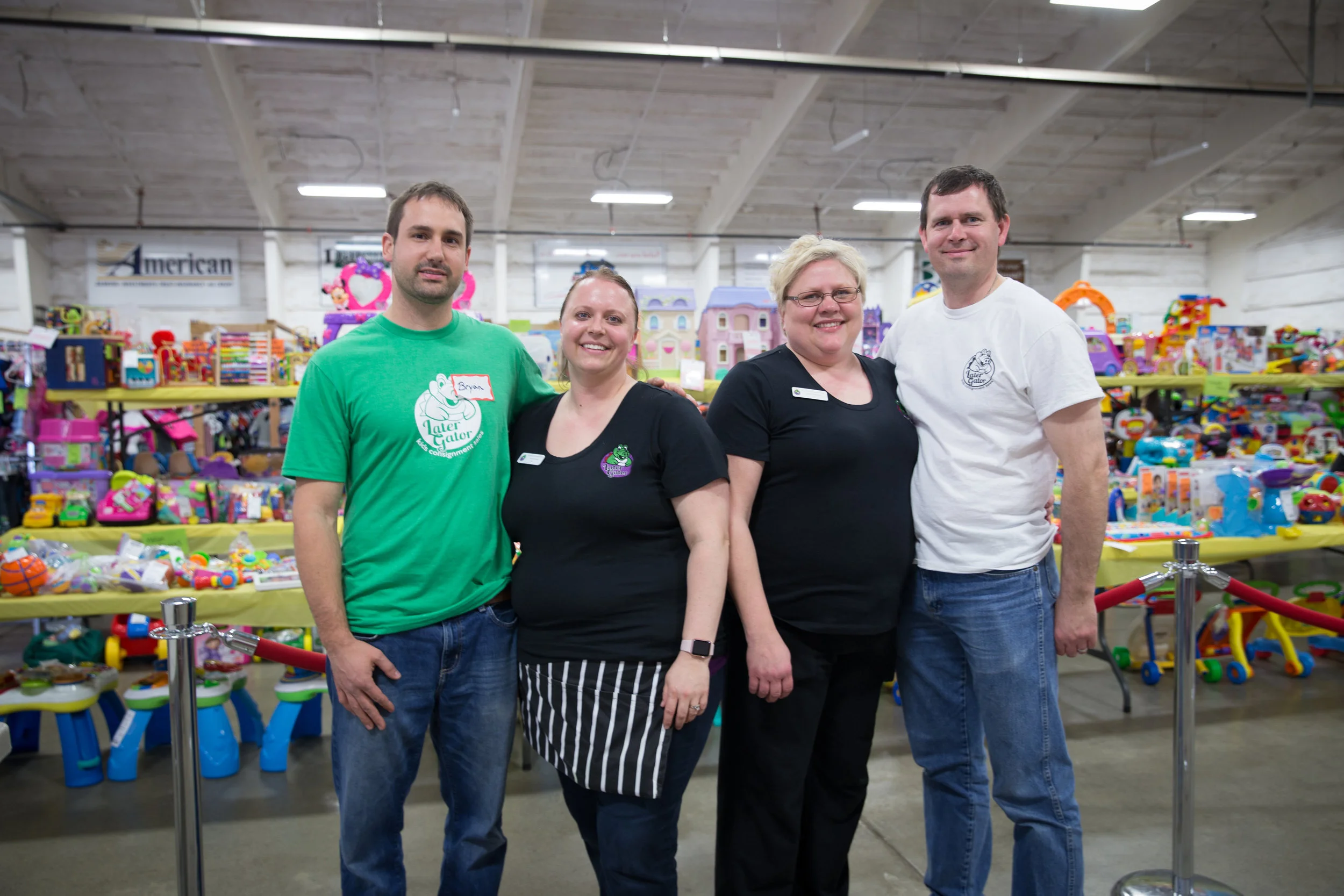 Jen (left) with her husband, Bryan; Kristi (right) with her husband, John.