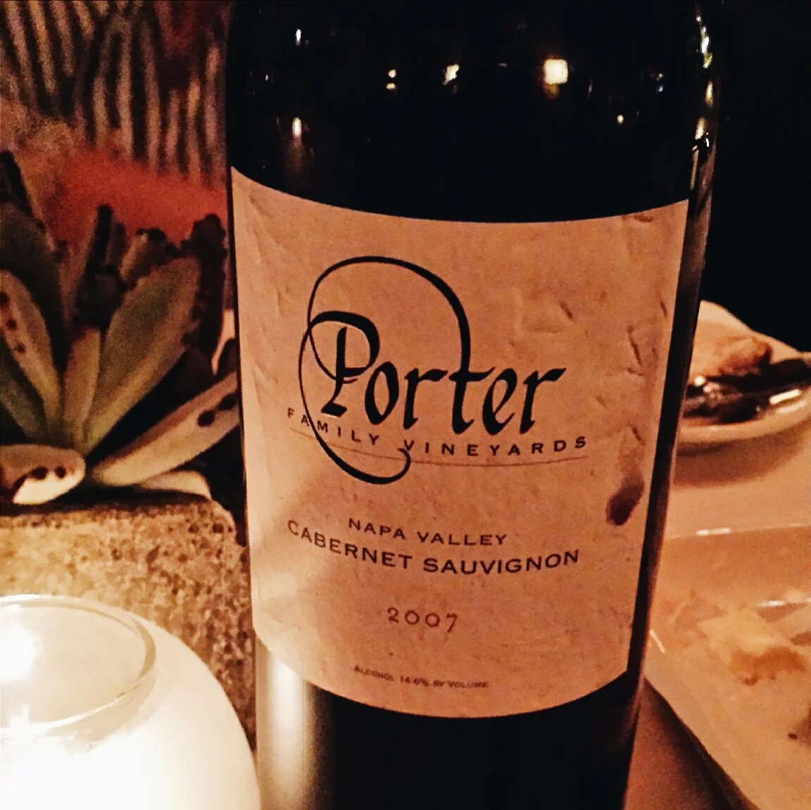 Wine Wednesday Review of Porter Family Vineyards 2007 Estate Cabernet From Napa.