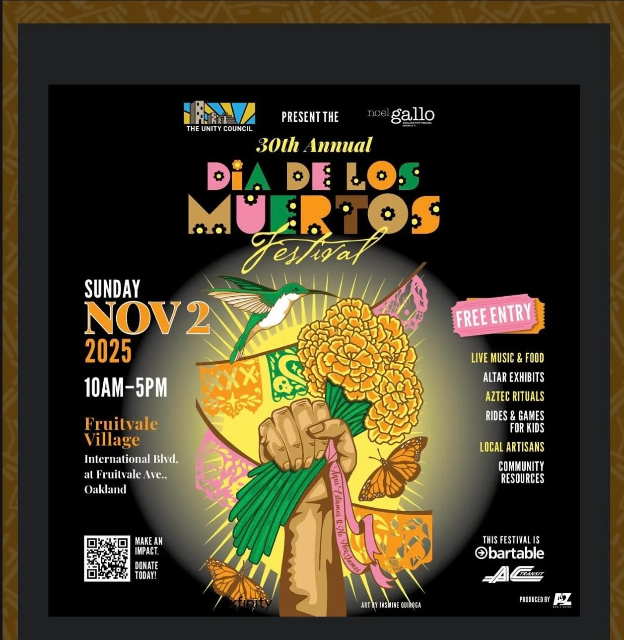 Save the Date Sunday 11/2/25 @the_unity_council 
#AuthenticOakland returns to the #Fruitvale 
The 30th Annual #Diadelosmuertos #Oakland 
4062 Piedmont Ave will Open Today 
10/28/25 #OaklandsOwn
