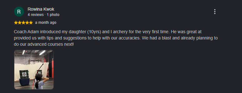 Guest review saying no archery skills are needed to play at Archers Arena Toronto