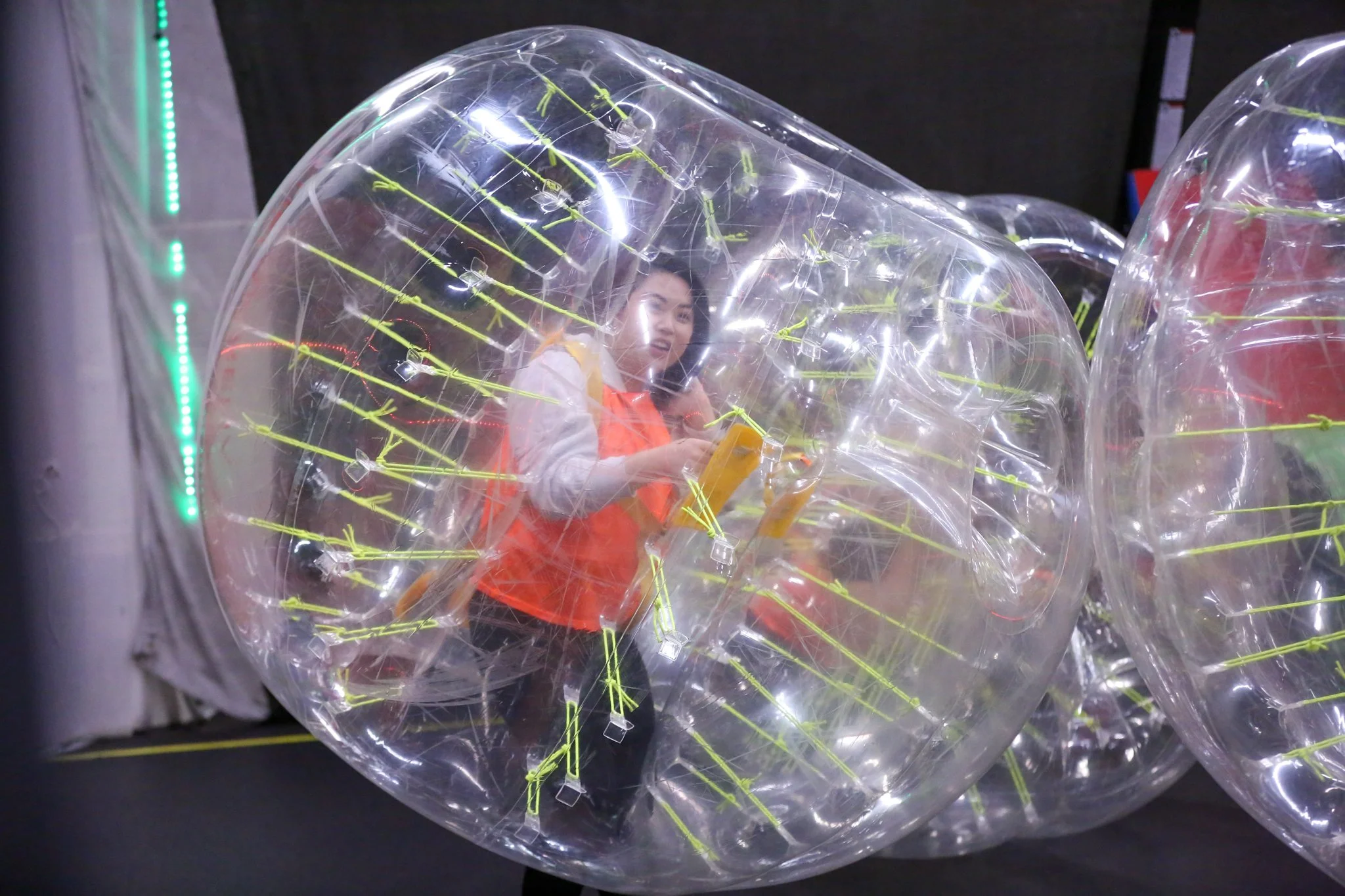 Corporate team playing Bubble Soccer during a team-building event in Toronto