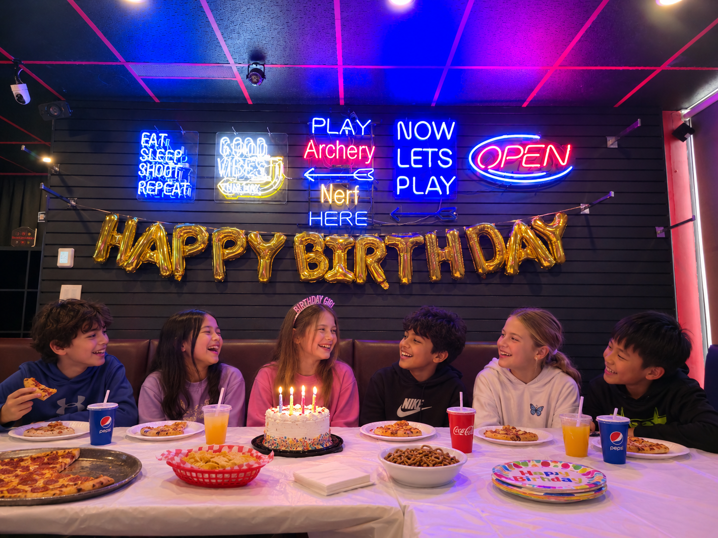 Birthday child celebrating in the party room at Archers Arena