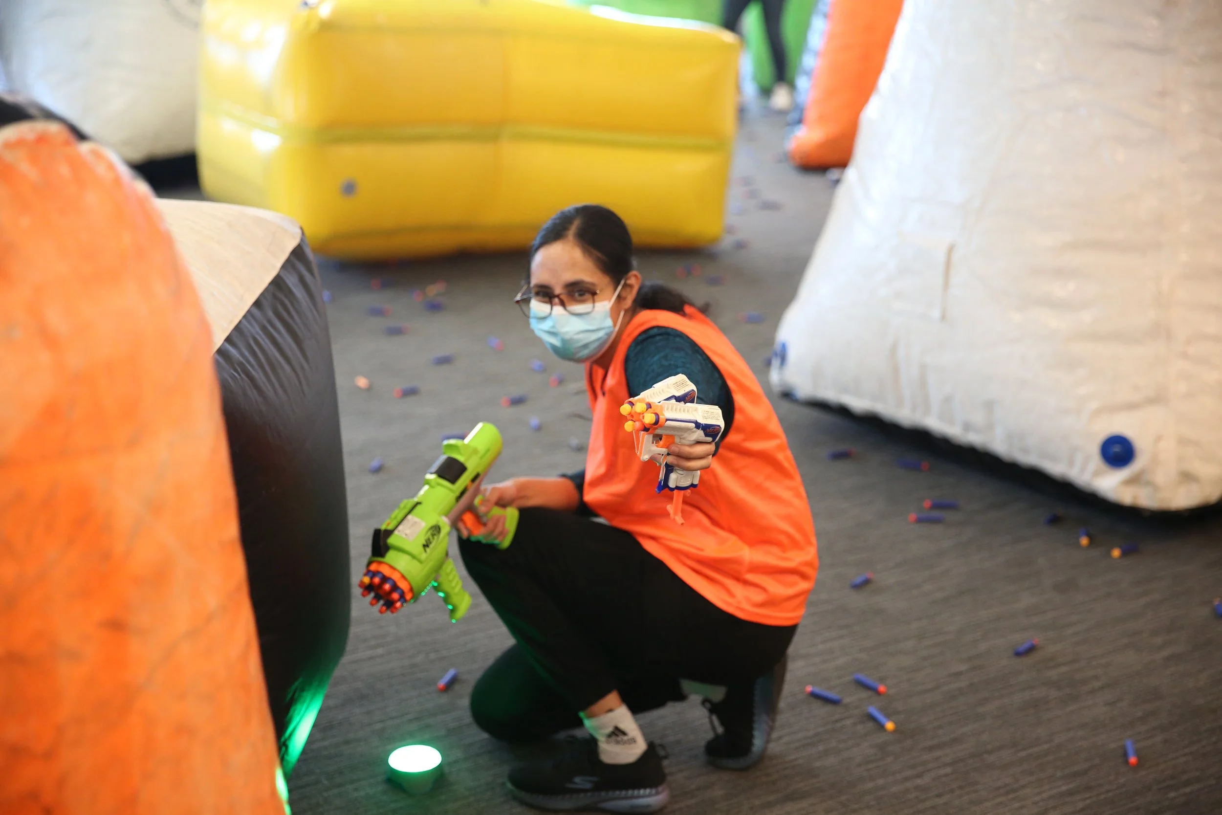 Participants enjoying Nerf Blaster Wars at a Toronto community event