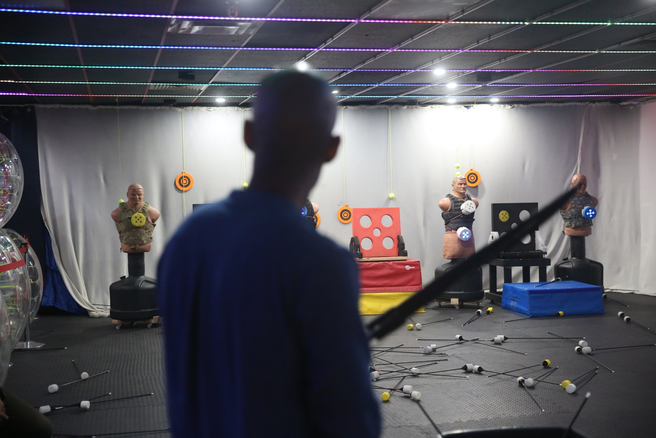 Mobile archery lesson activation at an outdoor festival in Toronto