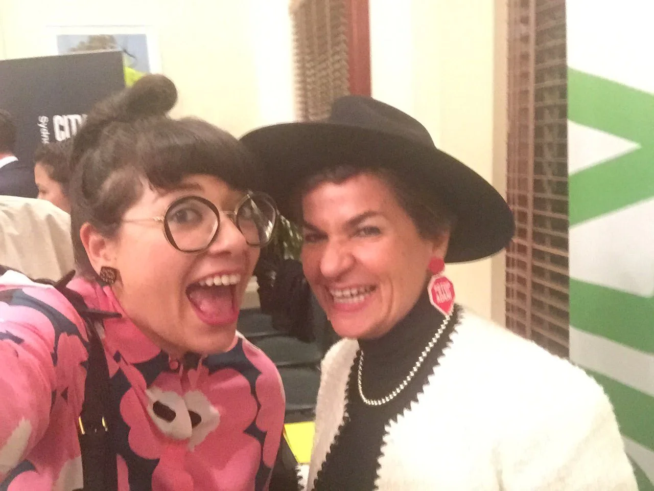 Christiana Figueres wearing her Stop Adani earrings.