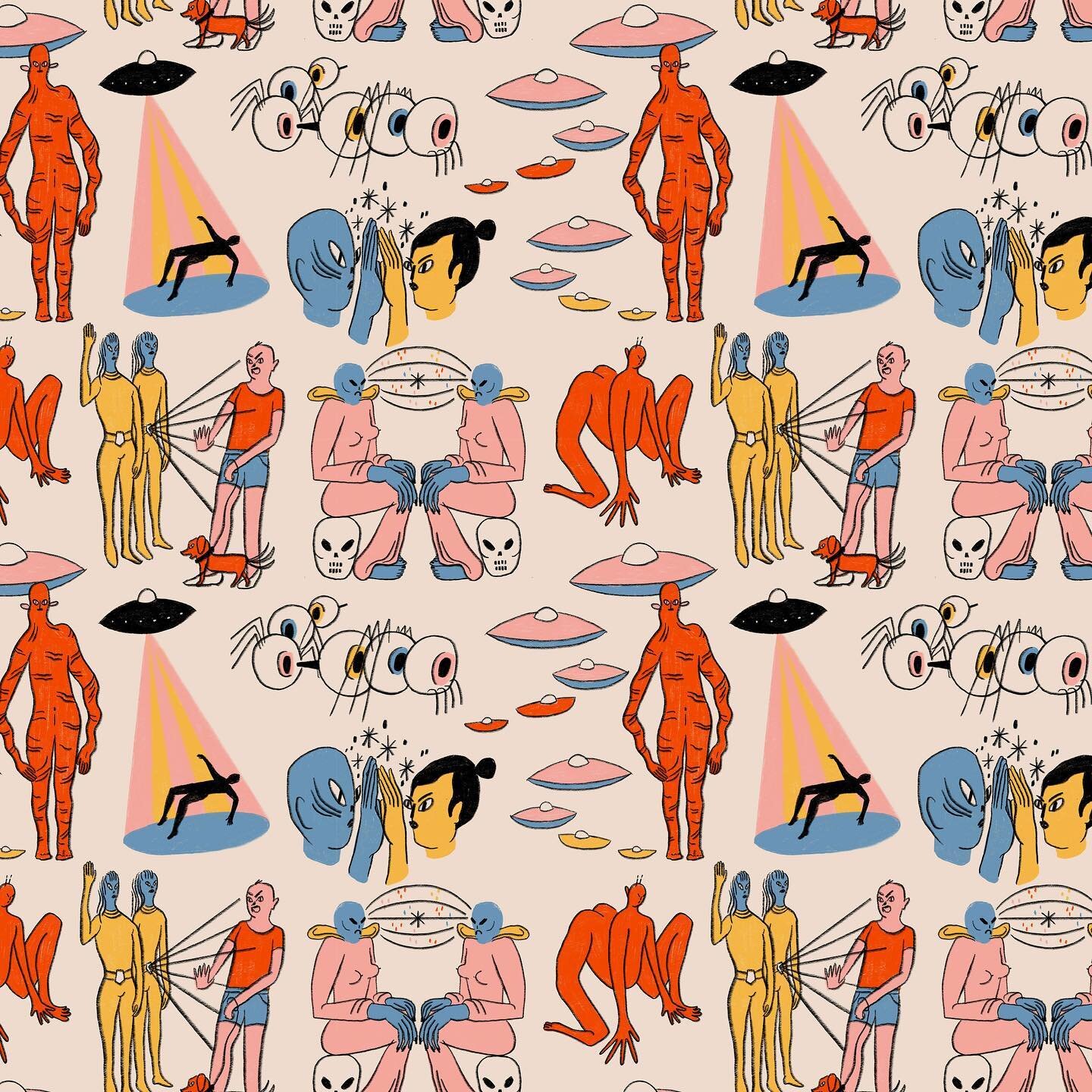 sneak peek of a pattern i made for an upcoming collab with @mugathon_ 👽✨