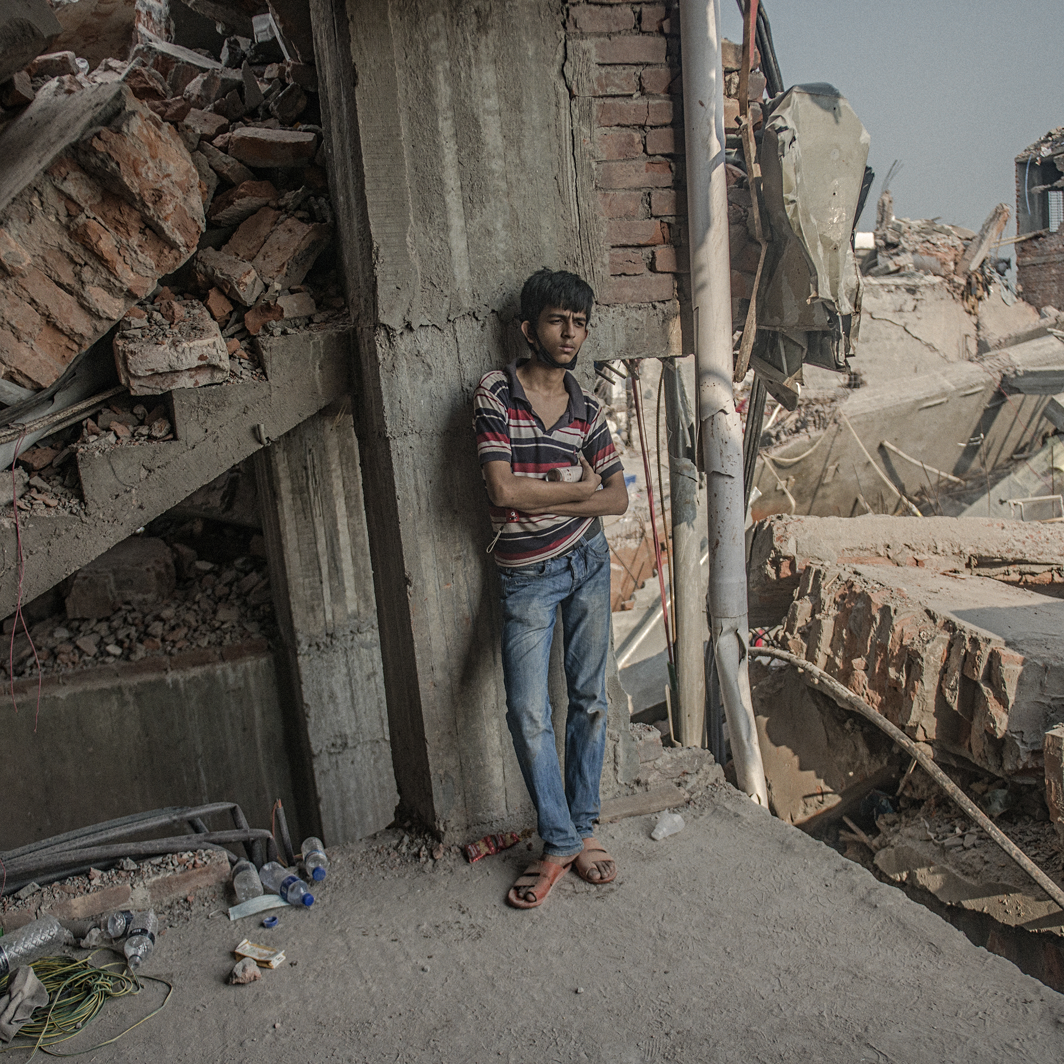 Monir Hossain Tushar, 16 at the time, rushed to the Rana Plaza site to work as a volunteer on rescue operations after the collapse