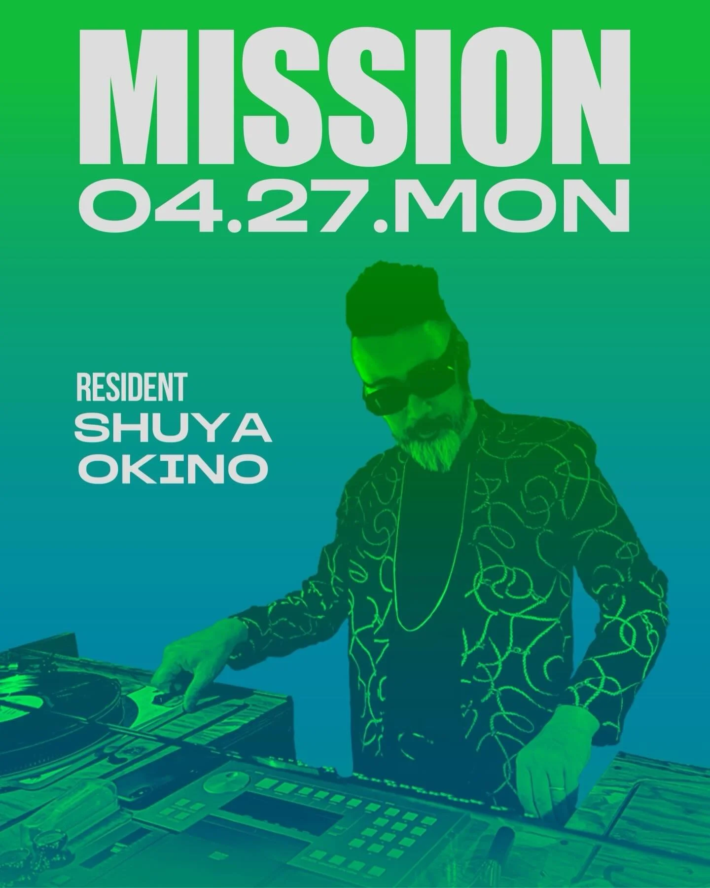 GINZA MUSIC BAR PRESENTS

▶︎4.27.MON
MISSION
Starring SHUYA OKINO

&ldquo;MISSION&rdquo; by Shuya Okino of Kyoto Jazz Massive. 
A one-of-a-kind groove where jazz, soul, and disco blend together fills the night at GINZA MUSIC BAR. 
Enjoy the moment wh