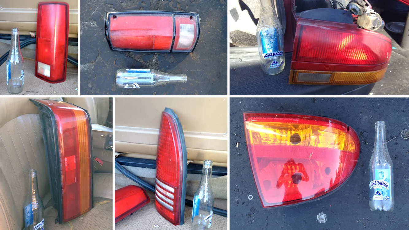 Before I spent any money on parts, I decided to take many photos and come up with a solid strategy on what I'm going to do. I took photos of these parts next to a bottle, so I would be able to scale them correctly for my initial design sketch.