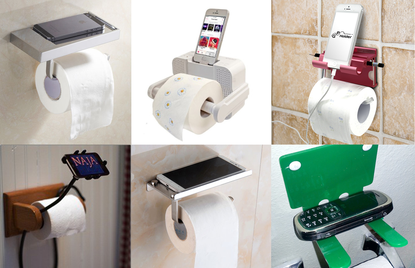 A little while ago, my boss was finishing up a text in the bathroom and saw that there wasn't any place to put his phone after he was finished using it. We did a quick search to see if there are any bathroom solutions to this problem and we hadn't found any solution that solves this problem elegantly. Finding a place to rest your phone is a serious problem. According to a Plaxo survey, "19 percent of people, at some point have dropped their phone in the toilet." This prompted us at Axis design to come up with a more unique solution towards setting your phone when its not in use. 