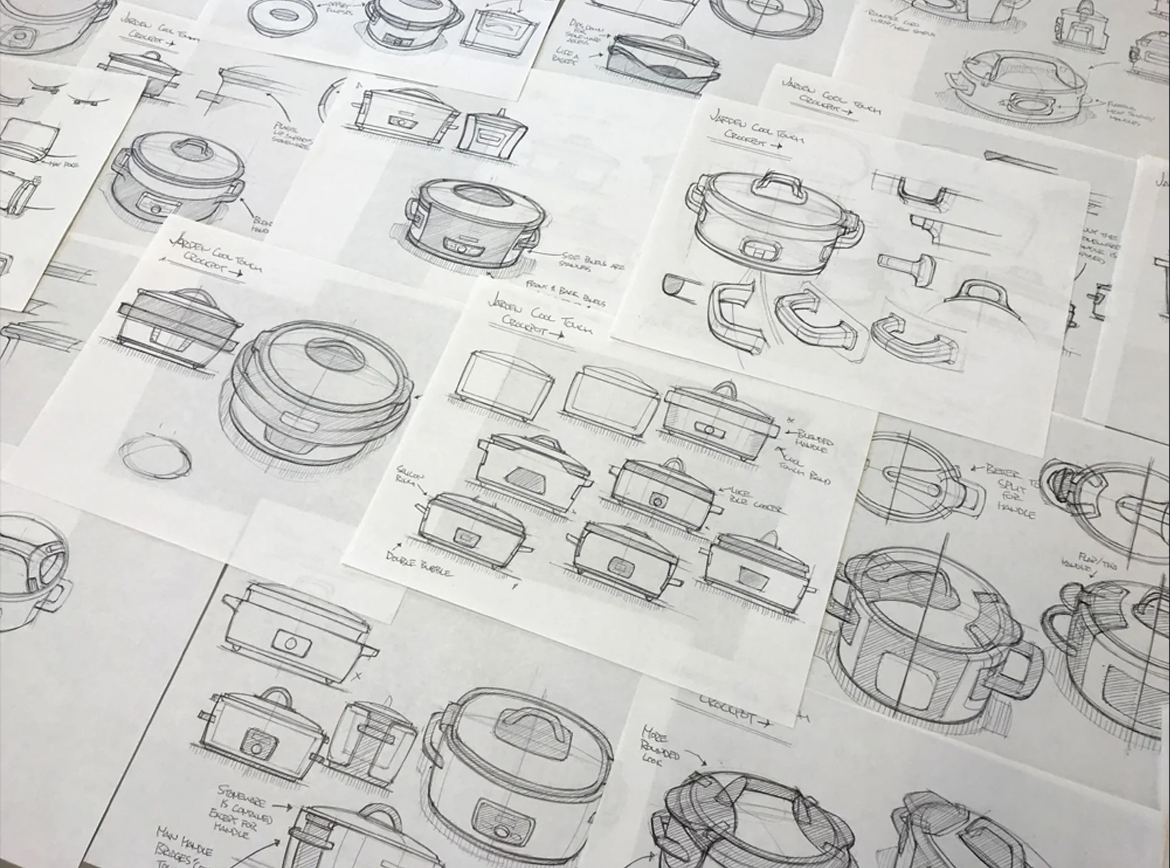  Ideation explored aesthetic direction, cable management features and handle designs.    