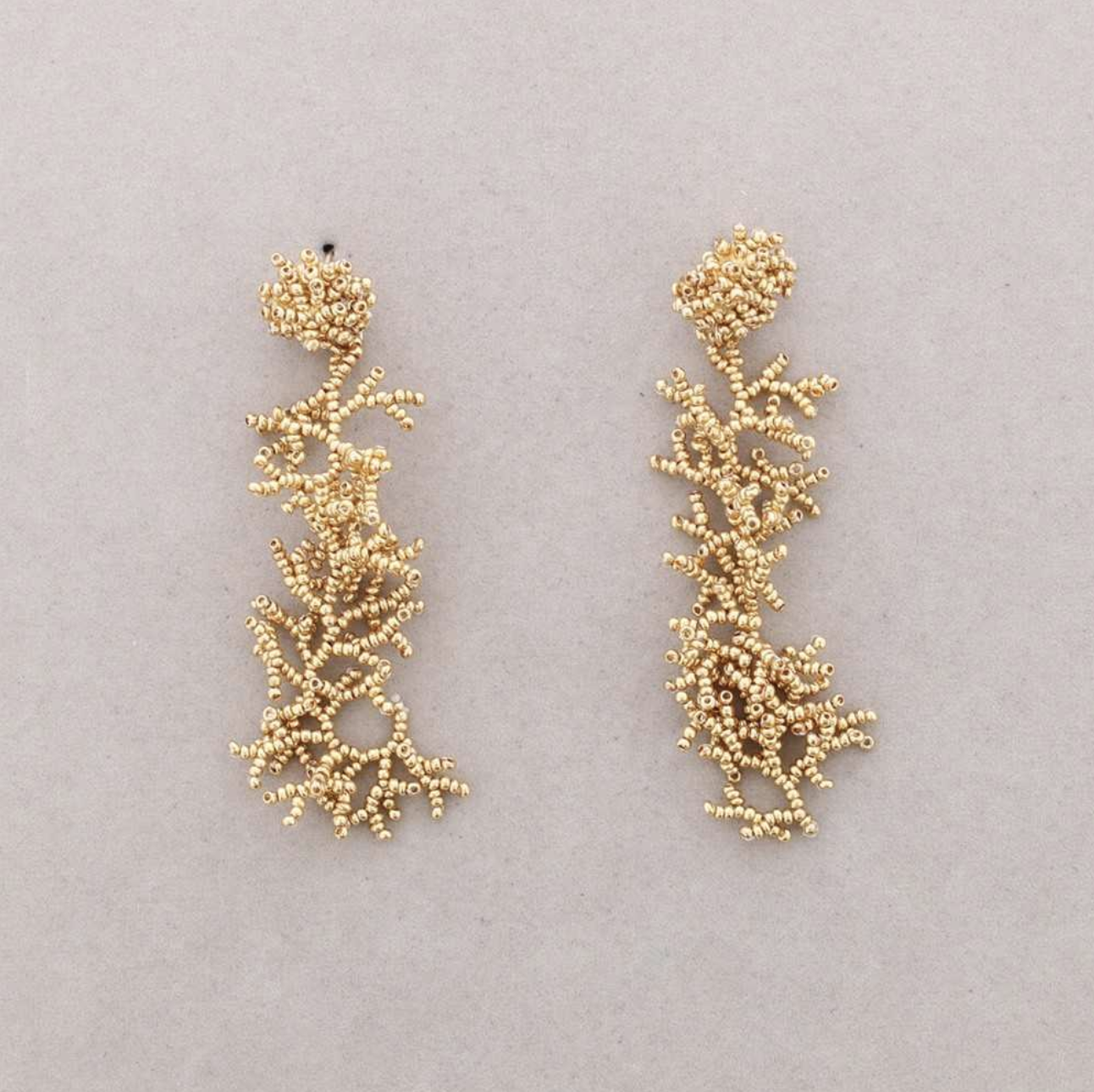 CORAL BEAD LONG EARRINGS