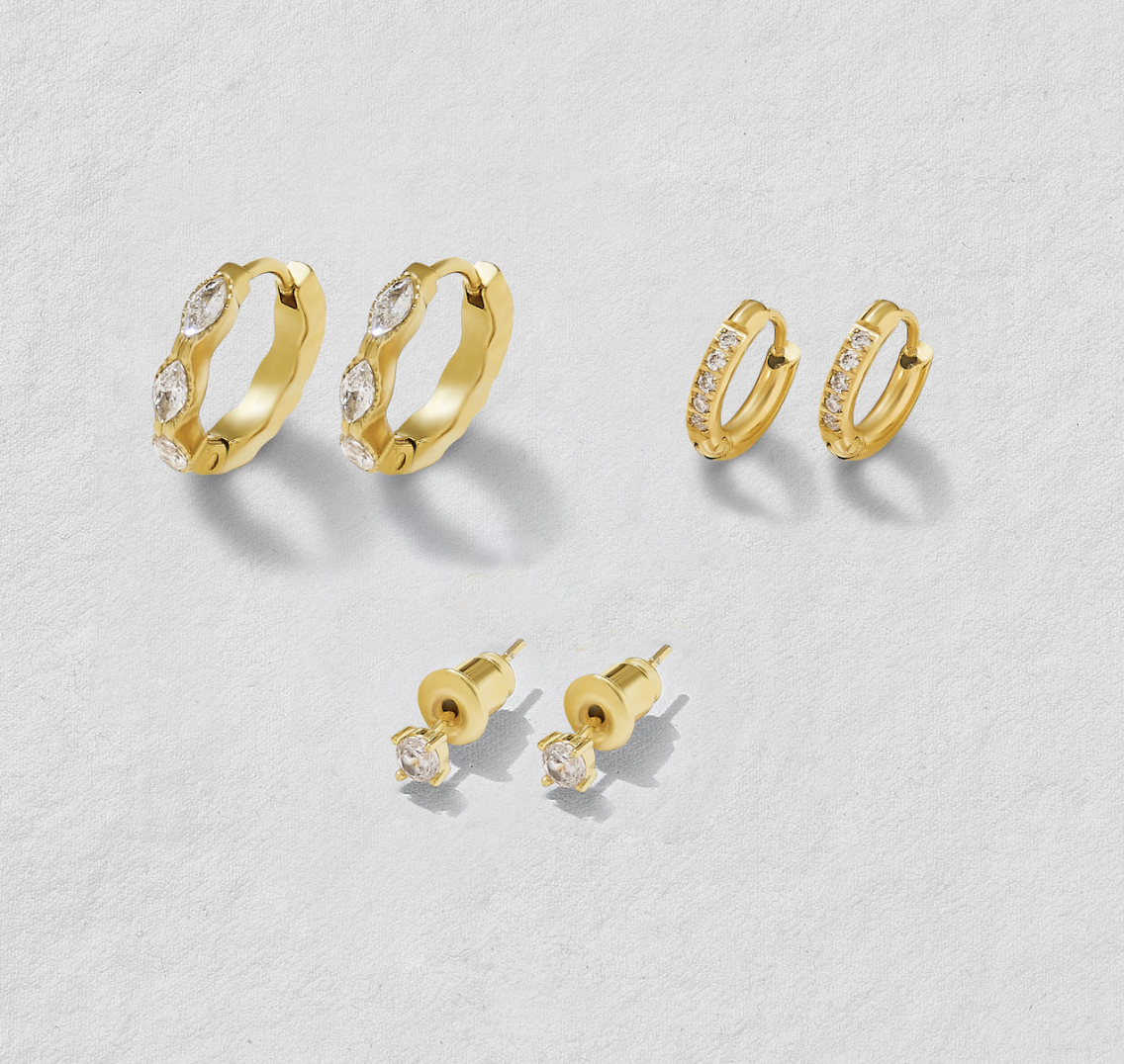 CRYSTAL HUGGIES AND STUD SET