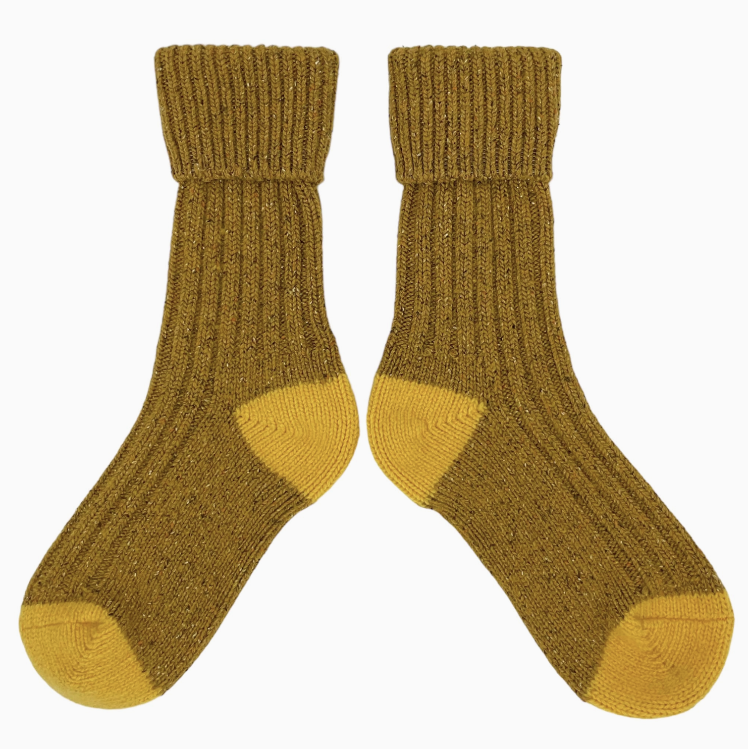 RECYCLED SILK BLEND RIBBED SOCKS MUSTARD