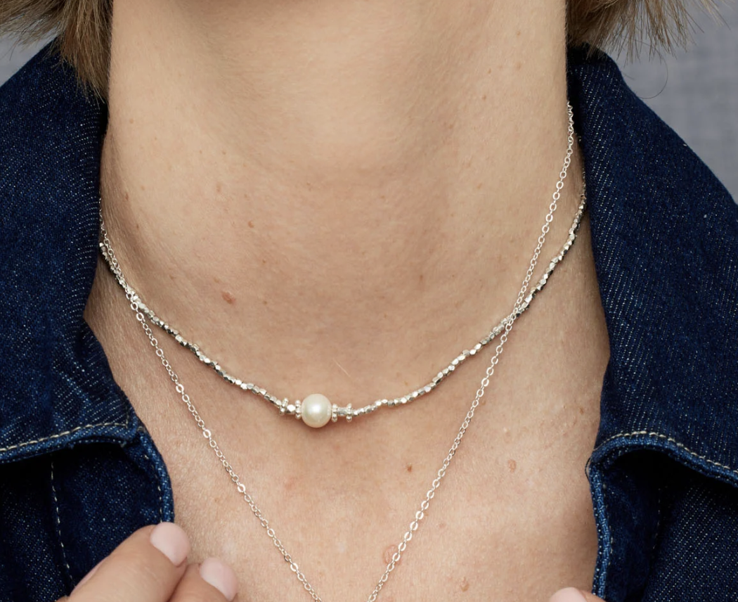 BLUEBELL SILVER BEADED CHOKER