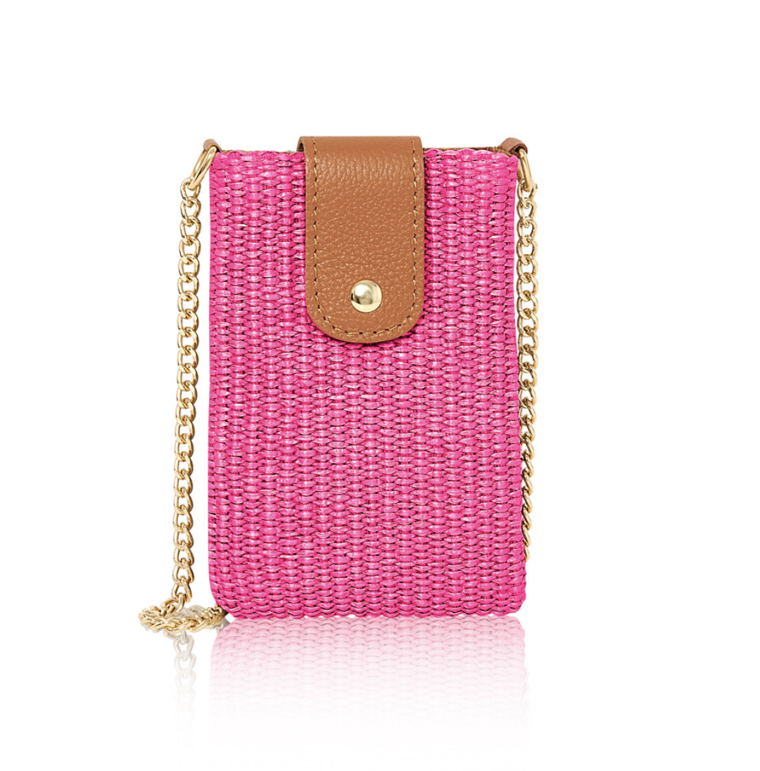 RAFFIA CROSS BODY BAG -HOT PINK