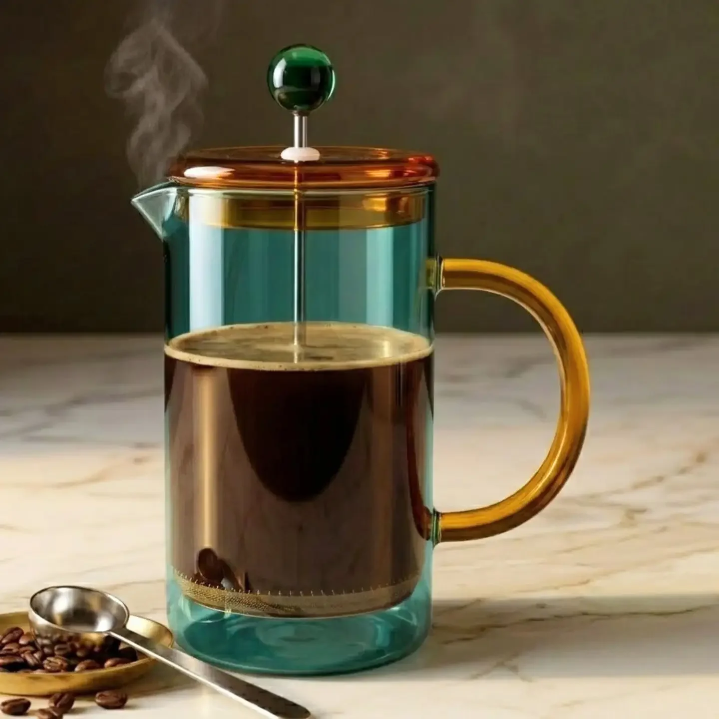NIKO FRENCH PRESS - TEAL & YELLOW