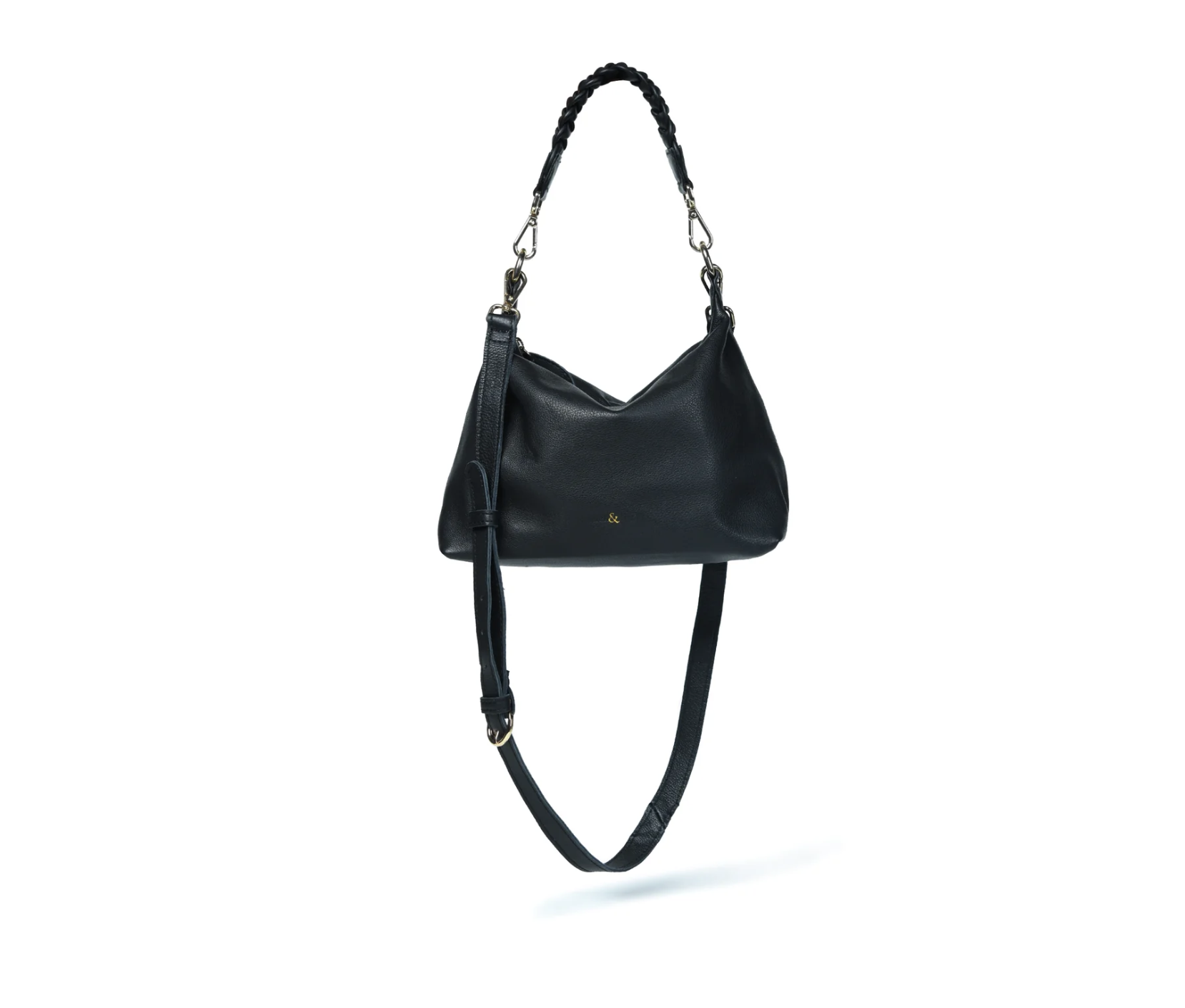 HALLIE SLOUCH CROSSBODY BAG IN BLACK LEATHER