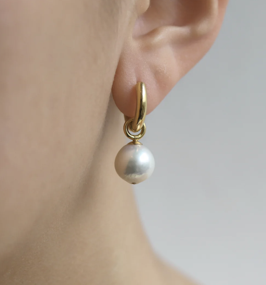 PEARL HINGED HUGGIE EARRINGS