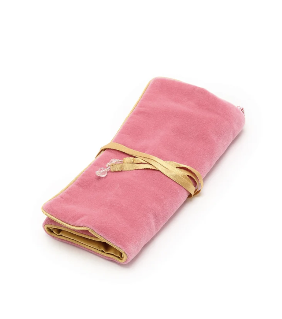 Pink Flamingo Velvet Jewellery Roll
