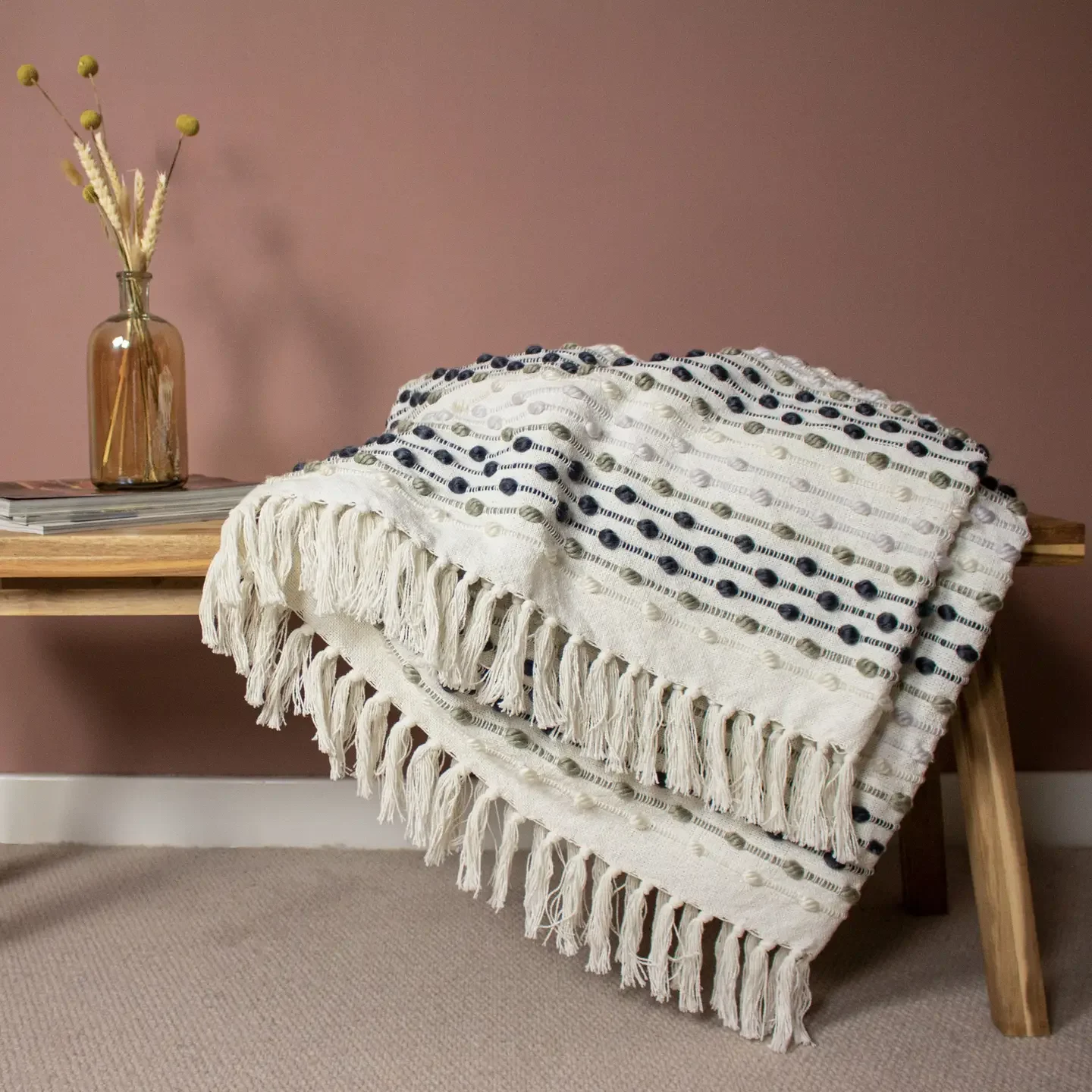 DHADIT STRIPE THROW GREY