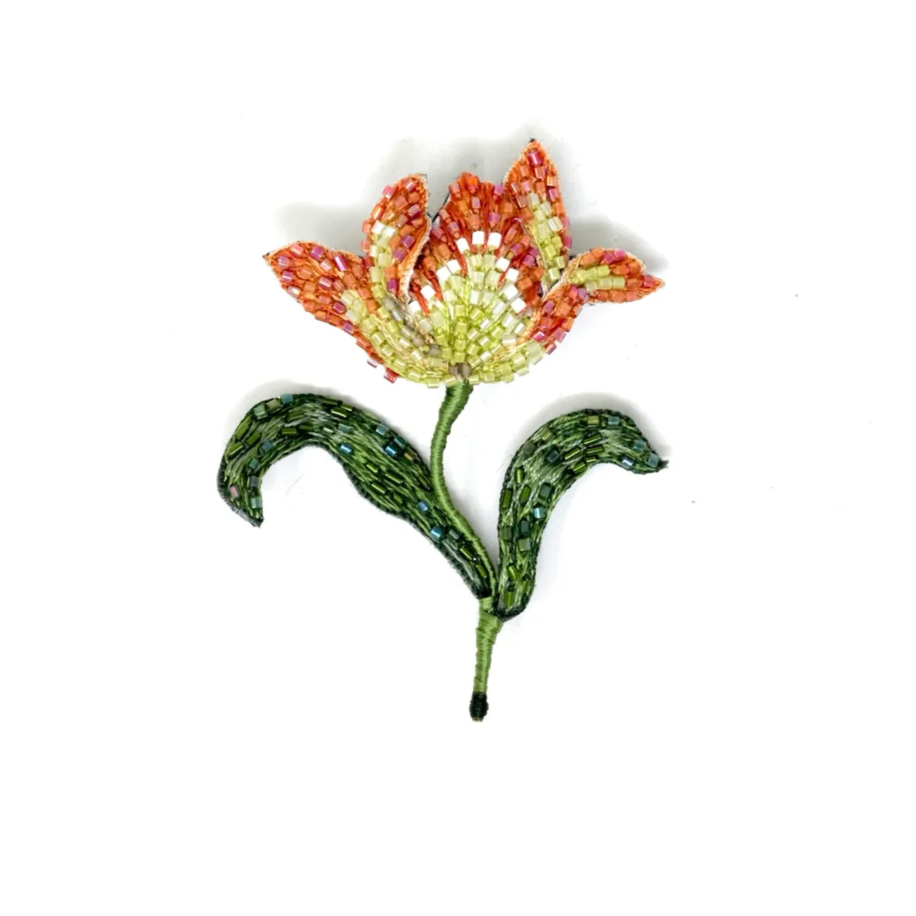YELLOW RED PARROT TULIP BROOCH PIN