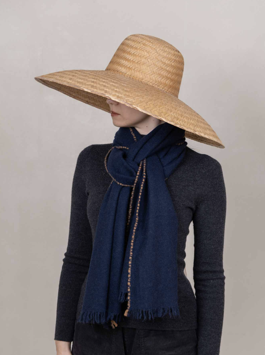WEAVER CASHMERE SCARF NAVY