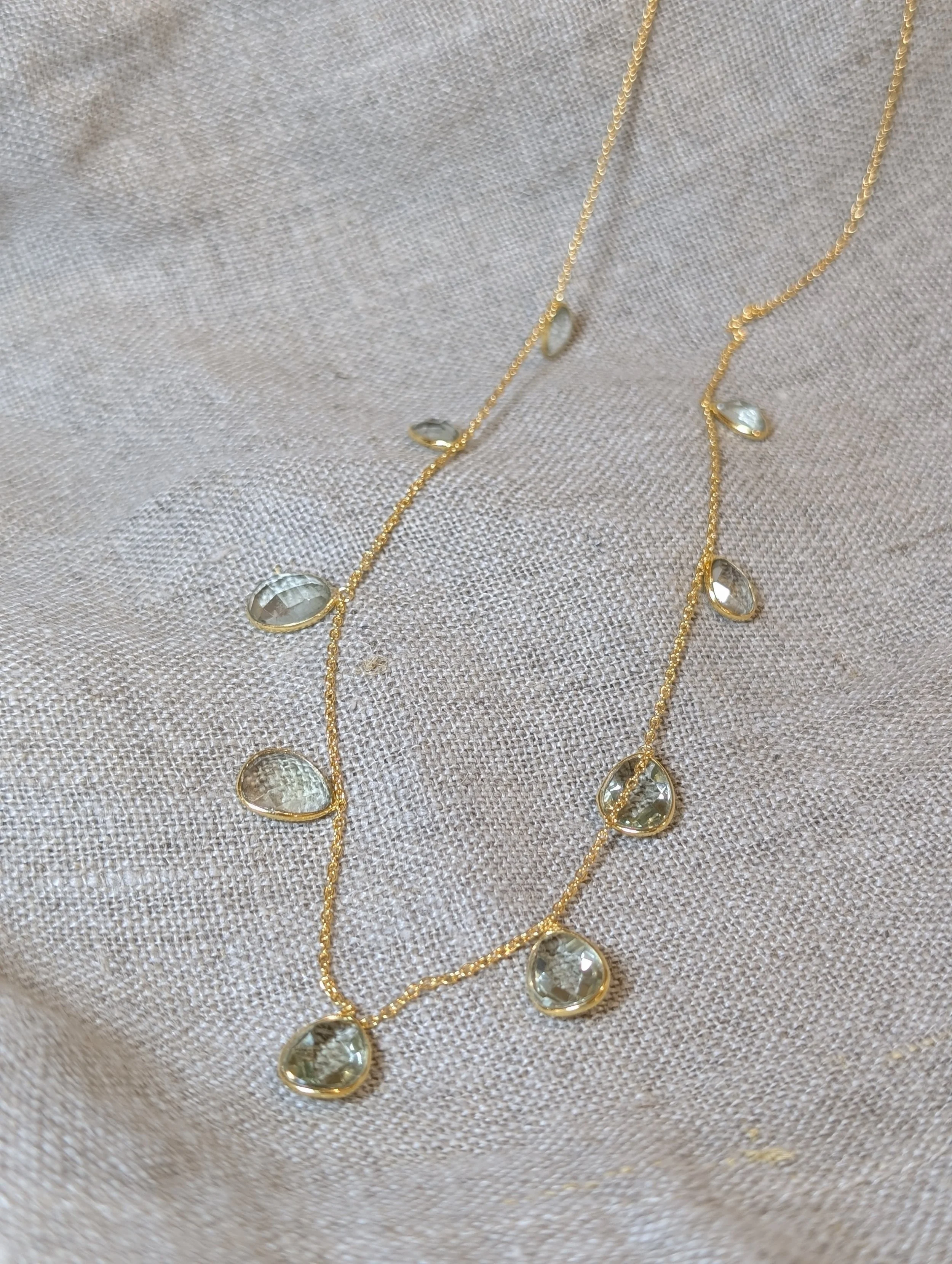 GOLD PLATED GREEN AMETHYST NECKLACE